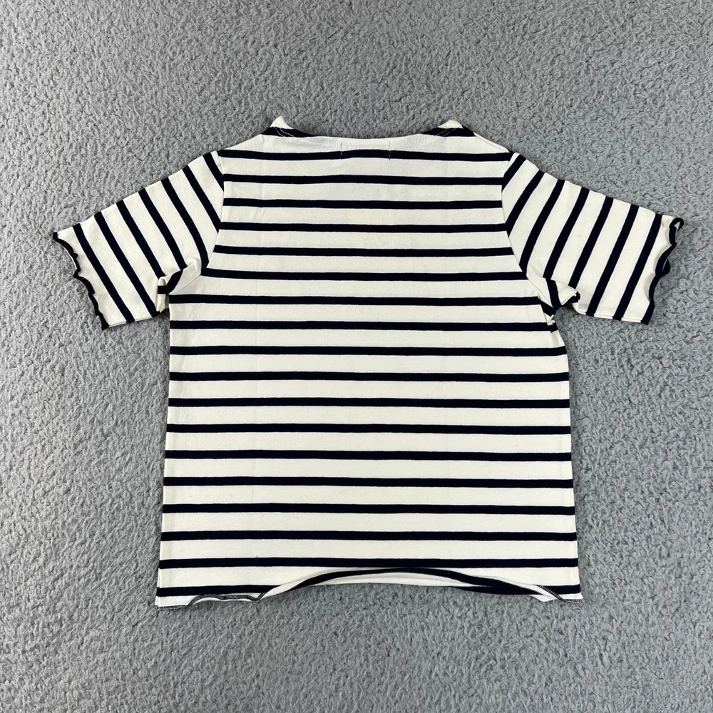 Ralph Lauren Striped T-Shirt Girls Size 5 Navy White Pink Pony Lettuce Trim NWT - Picture 2 of 9